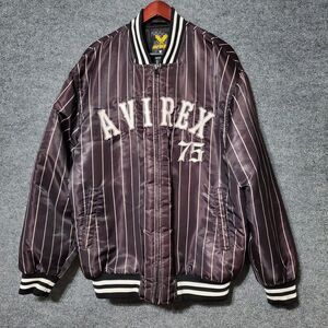Vintage Y2K Avirex 75 Satin Bomber Jacket Mens Large Striped Grunge Streetwear